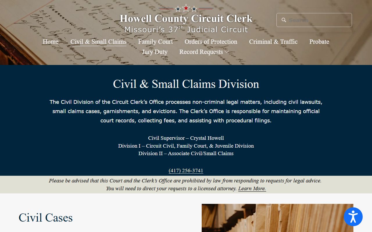 Howell County court dockets civil and small claims division