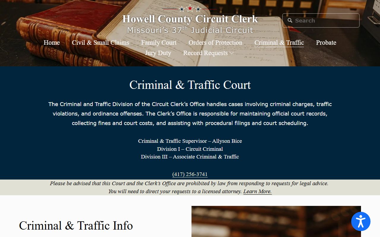 Howell County court dockets criminal and traffic division