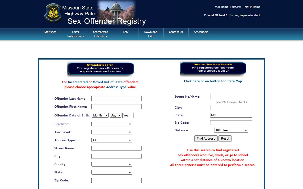 Howell County inmate records MSHP sex offender registry search
