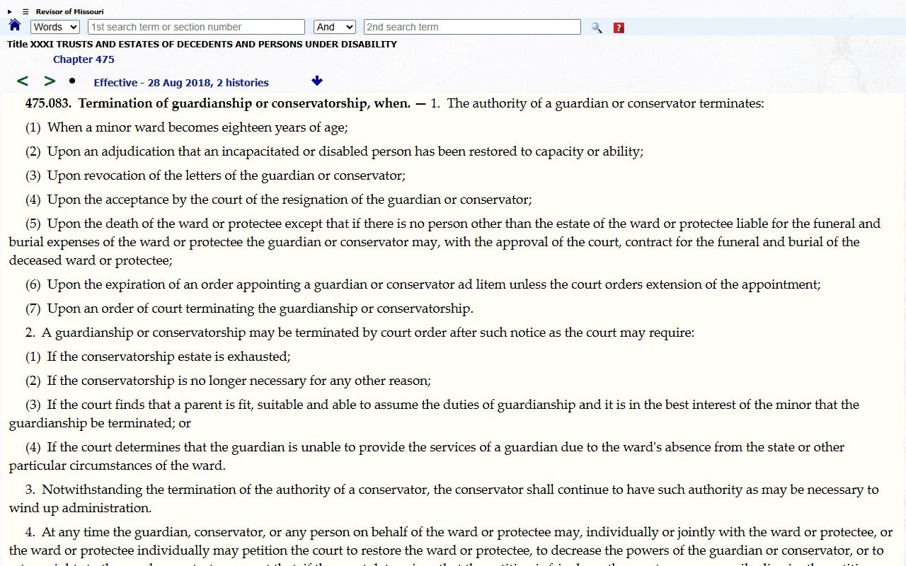 Howell County probate records and Missouri guardianship conservatorship statute
