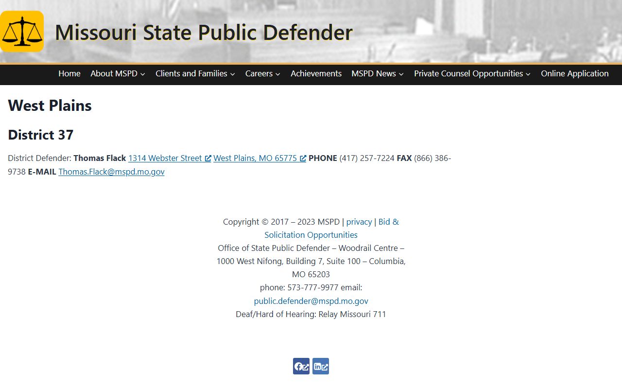 Howell County warrant records West Plains public defender office